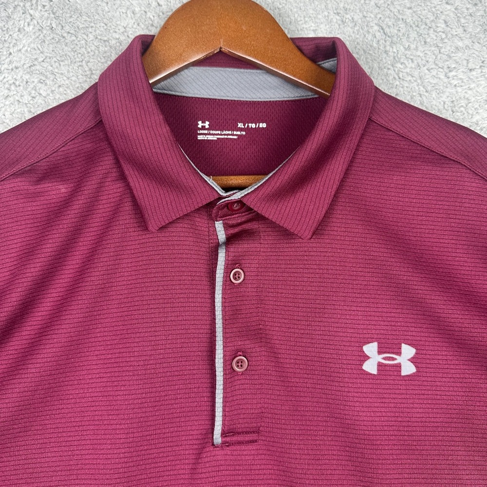 Under Armour HeatGear Performance Polo Mens XL Maroon Burgundy Short Sleeve Golf